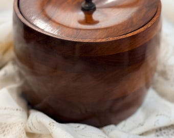 Cubitera vintage de nogal con revestimiento de cobre y tapa / Artículos de bar de estilo moderno de mediados de siglo / Cubitera de madera de estilo danés moderno / Decoración retro para cócteles