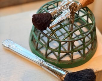 Brochas de maquillaje vintage de plata de ley – Colección Gorham Towle Vanity