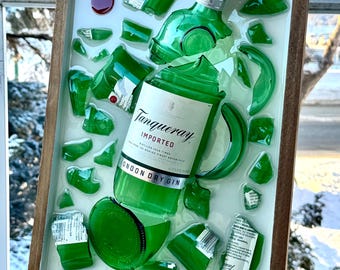 Tanqueray Gin Flasche Kunst - Handgemachte Resin Schattenbox