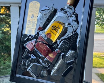Josef Cuervo Tequila Flaschenkunst: Harz + Schwarzer Rahmen, handgemachtes Bardekor
