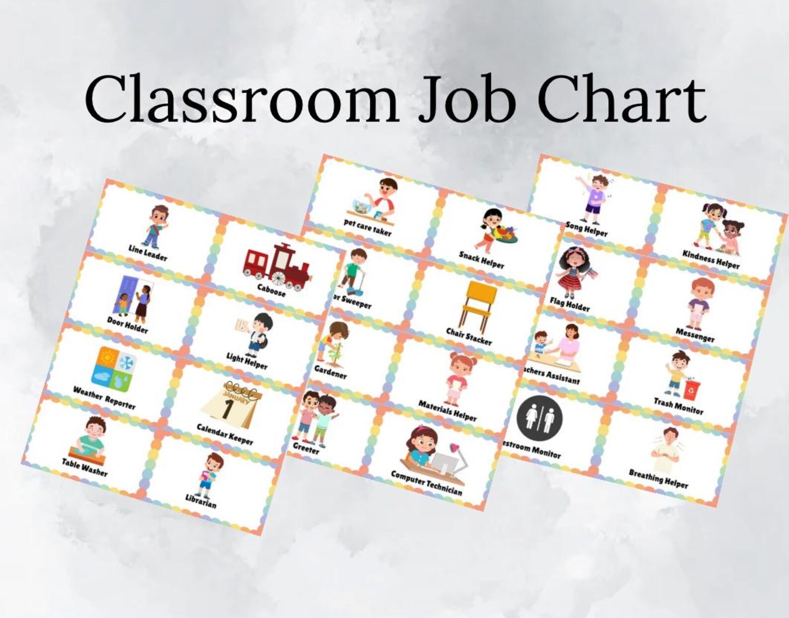 Printable Classroom Job Chart for Preschool - Etsy
