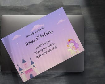 Modello modificabile Canva per invito alla festa della principessa