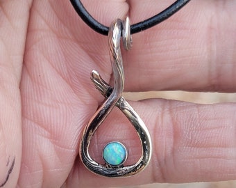Artisan Mokume gane pendant with Genuine solid Australian opal