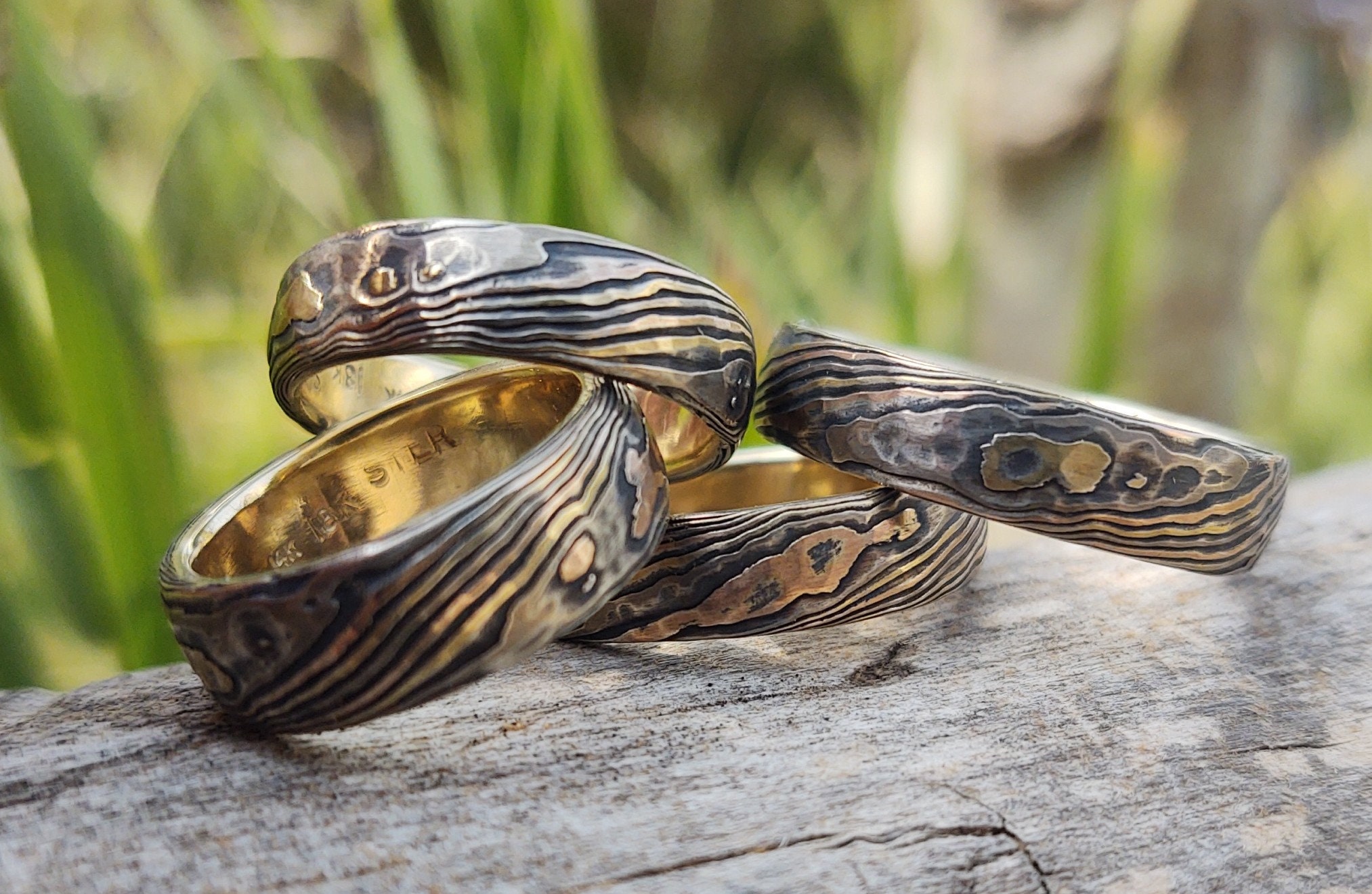 Men's mokume shop wedding bands