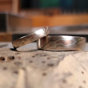 Mokume Gane Wedding Band smooth finish Gold and silver