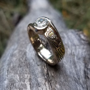 Custom tri metal Mokume Gane Wedding Ring Made to order