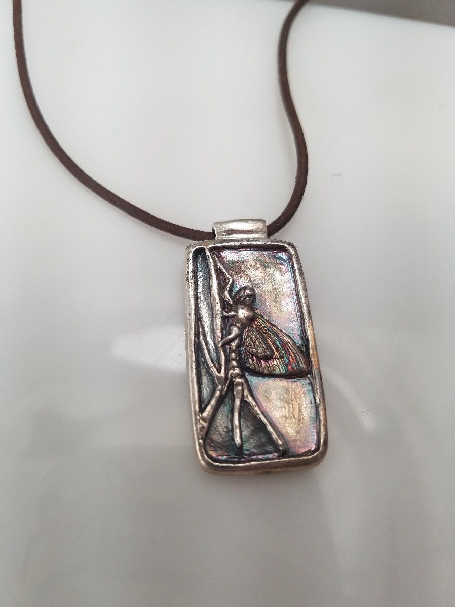 Fly fishing pendant artisan Mayfly rustic with quality weight in