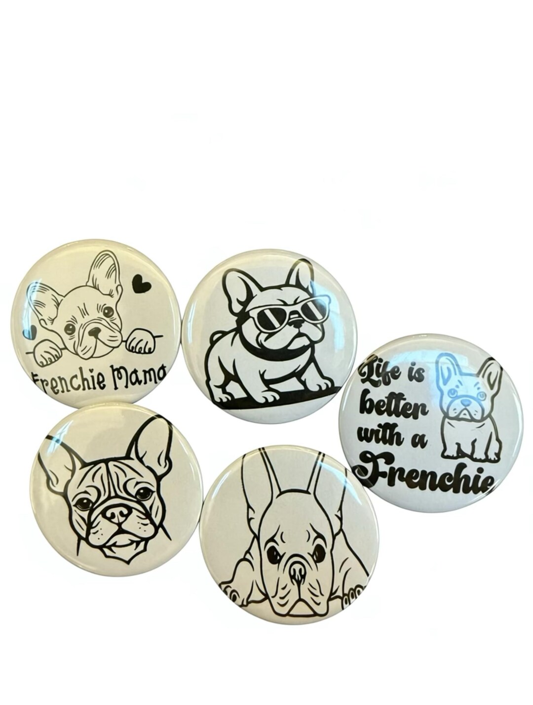 Frenchie Pin | Handmade Button Pin - Etsy