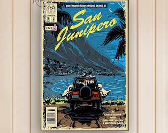 San Junipero Retro Poster | Canvas Print | Film Wall Art | Home Theater Decor | Birthday Gift | Wall Murals