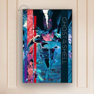 Pôster do filme Ghost in the Shell | Impressão em tela | Arte de parede inspirada em filmes | Decoração para home theater | Ideia de presente para cinéfilos