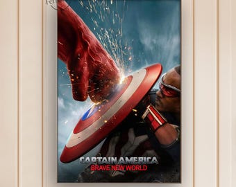 Captain America Brave New World (2025) filmposter | Canvasprint | Filmmuurdecoratie | Home Theater decoratie | Cadeau-idee voor filmliefhebbers
