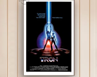 Tron (1982) Classic Movie Poster | Canvas Print | Film Wall Art | Home Theater Decor | Movie Lover Gift Idea