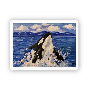 Vinyl Waterproof Sticker,  orca, Syracuse NY, Mixed media, decal, water bottle candy, laptop stickers, Hello, Animal Stickers, killer whale