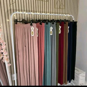 Women&#39;s Pleated Wide Leg Palazzo Pants | High Waist Elastic Waistband | One Size 8–18 | Modest Loose Fit | Summer Trousers