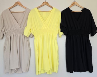 Ruffle Sleeve Romper – Smocked Waist V-Neck Playsuit with Pockets