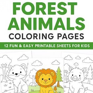 Printable Forest Animal Coloring Pages for Kids – A4 PDF Download – Fun Woodland Creatures Book