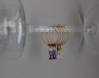School of Fish Wine Glass Charms