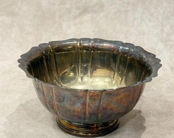 Vintage Gorham Newport Silverplate Bowl 10 Inch | Scalloped Rim Footed Serving Bowl | Classic American Silver Decor