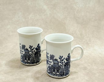 Tazze da tè vintage in salice blu (set da 2) • English Transferware China
