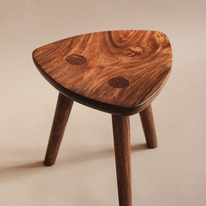 Handmade Walnut Wood Stool: Mid-Century Modern Plant Stand