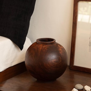 Handcrafted Walnut Wood Vase: Modern Rustic Home Decor