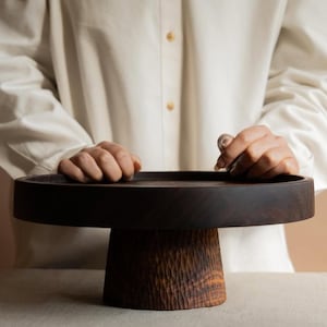 Soporte grande para tartas de madera de nogal: centro de mesa rústico para bodas