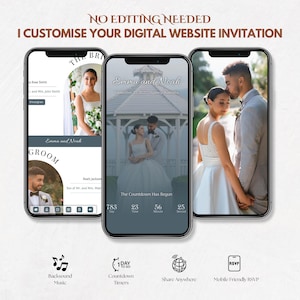 Digital Wedding Invitation, Clickable RSVP, Online Registry Form, Customizable Design Web, Trackable RSVP Online Registry Form Website
