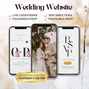 Digital Wedding Invitation, Minimalist Wedding Website Invitation,Animated Wedding Invite with Photo, RSVP Form & Details Pages,One Page Web
