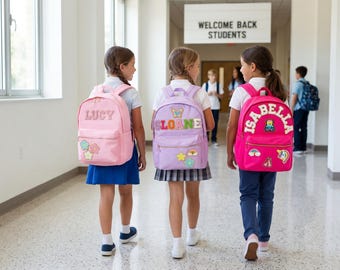 Personalized School Backpack: Backpacks with letters, Name backpack, Nylon Kids Backpack, Varsity Letter Backpack, Back to School Bag