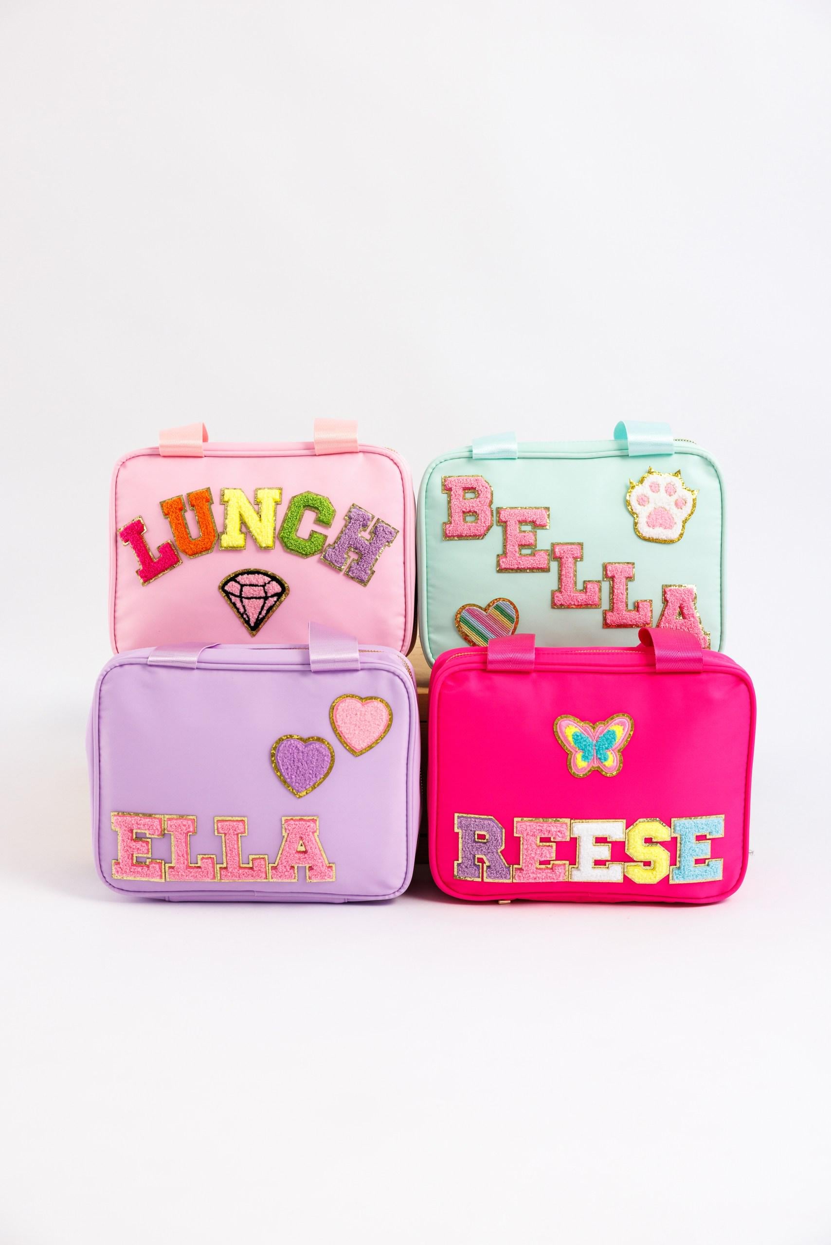 Personalized Lunch Box for Kids | Custom Name Chenille Patch Lunch Bag ...