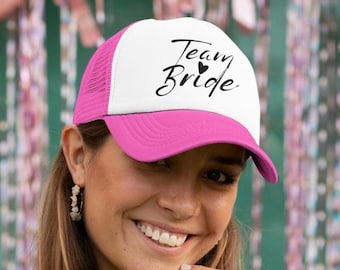 Team Bride Cap for Bachelorette Parties | Bachelorette Foam Cap Gift in white pink