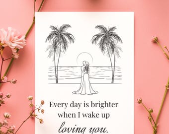 Love card, folding card with a romantic couple and a love quote, as a gift for partner, boyfriend, girlfriend