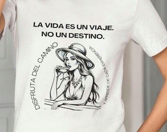 Aesthetic vintage Spanish travel quote shirt, la vida Es un viaje, stylish modern fashion girl gift