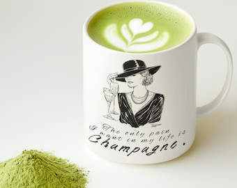 Vintage meme coffee mug with 1920s style saying, mug, fun and stylish gift, aesthetic