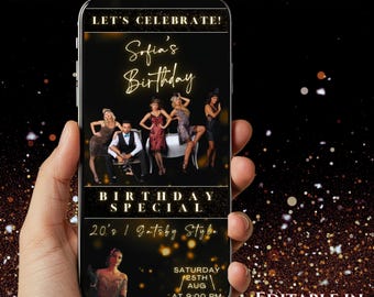 Editable Video birthday Invitation Canva Template | Animated Party invite | Digital Event Invite