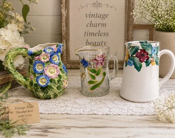 Brocca vintage in ceramica e vetro - Decorazione per la cucina
