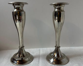 Vintage BOMBAY Hoher versilberter Kerzenhalter-Set