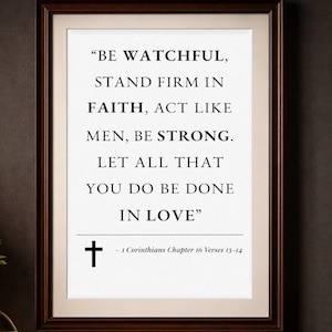 1 Corinthians 16 Scripture Print | Masculine Christian Wall Art (Digital Download)