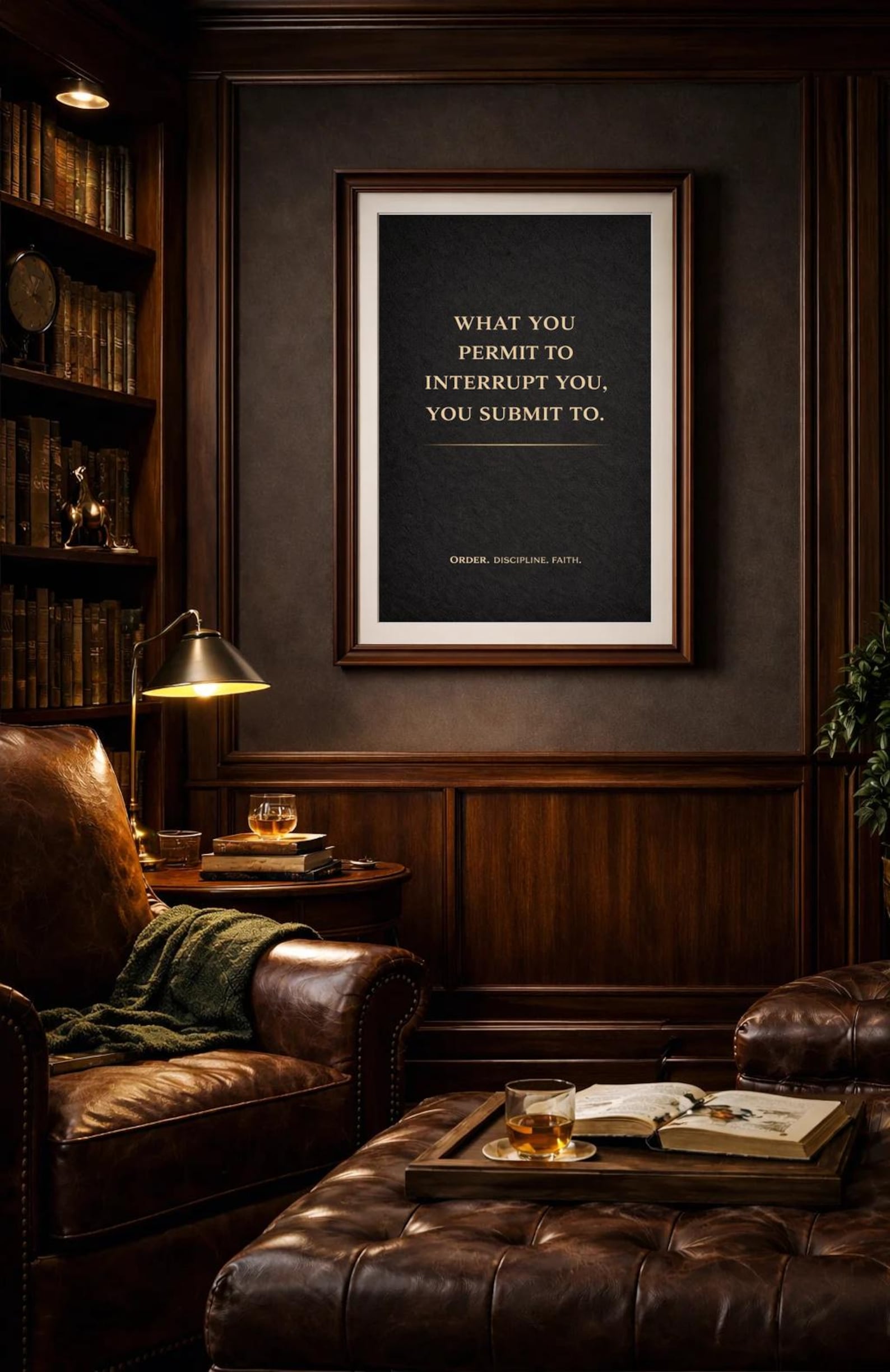 What You Permit to Interrupt You | Masculine Discipline Quote Print