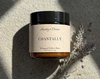 Crema de noche de aromaterapia con sebo de lavanda, alivio del picor y el enrojecimiento, manteca floral calmante de sebo batido de vacas alimentadas con pasto, bálsamo relajante para el ritual del sueño.