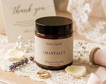 Bálsamo labial de vainilla y sebo, regalo para propuesta de dama de honor, manteca de sebo de hierba batida, hidratante nutritivo para novias, recuerdo para despedida de soltera.