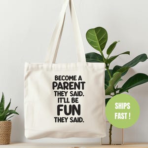 Lustige Eltern Einkaufstasche, umweltfreundliche Einkaufstasche, Geschenk für neue Eltern, Strandtasche, wiederverwendbare Baumwolltasche
