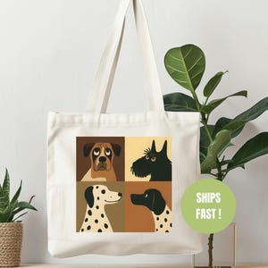 Dog Lover&#39;s Canvas Tote Bag, Eco-Friendly Shopping Bag, Pet Gift, Cute Travel Bag, Dog Breed Artwork, Everyday Carryall