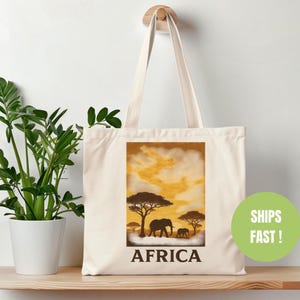 African Safari Cotton Canvas Tote Bag: Eco-Friendly Shopper