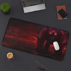 OSRS Jad Fight Cave Desk Mat | RuneScape Gaming Mouse Pad | Inferno Lava Themed Mat | PC Setup Gift for Gamers & PvM Fans