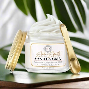 Whipped Grass Fed Tallow Balm with Vanilla Bean face skin cream sensitive skin grass fed organic beef tallow moisturizer body butter lotion