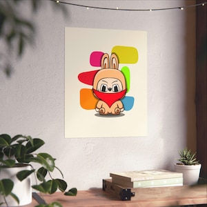 Colourful Labubu Bedroom Wall Art Triptych &quot;Speak No Evil&quot;