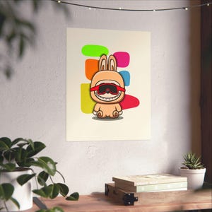Colourful Labubu Bedroom Wall Art Triptych &quot;See No Evil&quot;