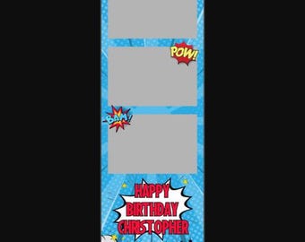 Editable 2x6 Canva Pro Super Hero Photo Booth Template-CANVA PRO is needed to access and edit