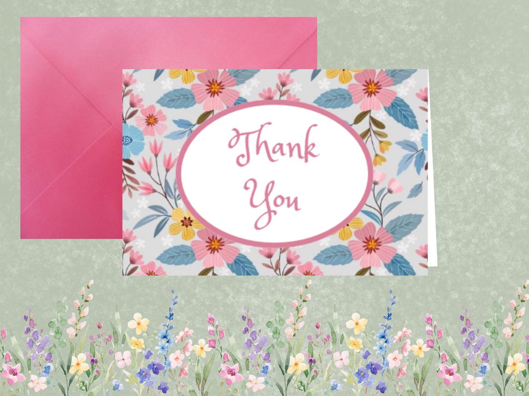 Spring Thanks Spring Floral Thank You Card (digital Download) Made With CANVA - Etsy